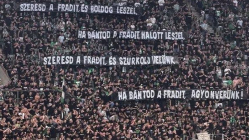 Fradi szurkolói molinók az Újpest elleni meccsről