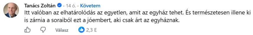 Tanács Zoltán kommentje Osztie atyáról