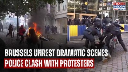 BRUSSELS UNREST: Tear Gas & Fireworks As Police Clash With Protesters In Belgian Capital | WATCH