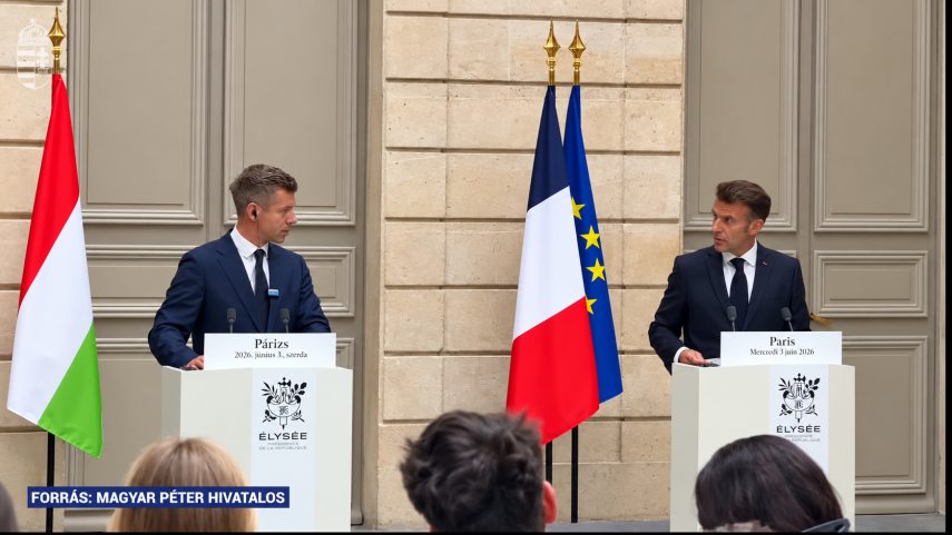 Magyar Péter és Emmanuel Macron sajtótájékoztatója
