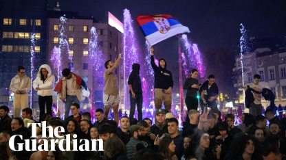 'Serbia is free': scenes of celebration in Belgrade as Vučić concedes Serbian election