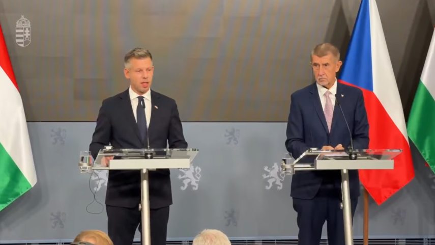 Magyar Péter és Andrej Babiš sajtótájékoztatója Prágában