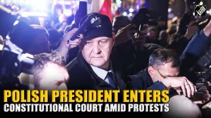 Polish President Nawrocki enters police-blocked Constitutional Court as hundreds protest in Warsaw